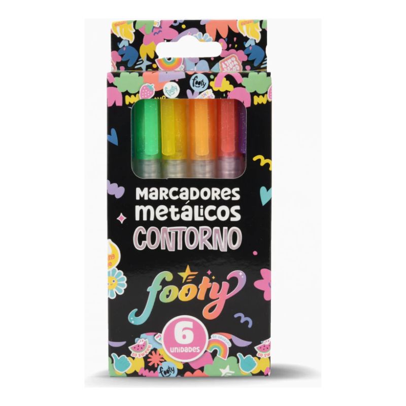 Set Marcadores Contorno Metalicos X6