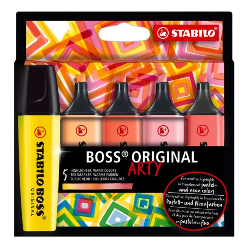 Estuche X5 Resaltadores Stabilo Boss Arty Colores Calidos