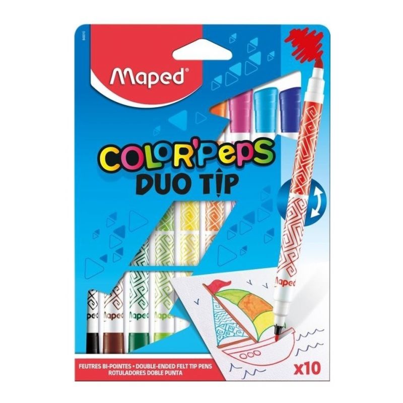Marcadores Fibras Doble Punta Duo Tip Color Peps X10 