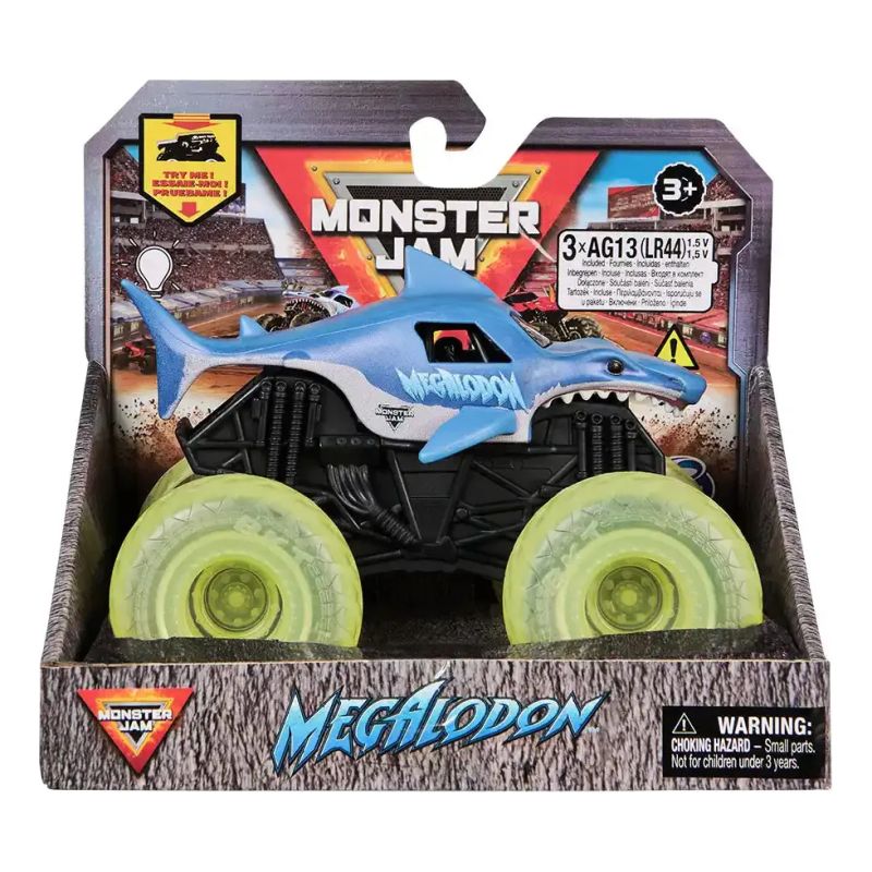 Autito Monster Jam 1:43 Ruedas Luminosas Megalodon