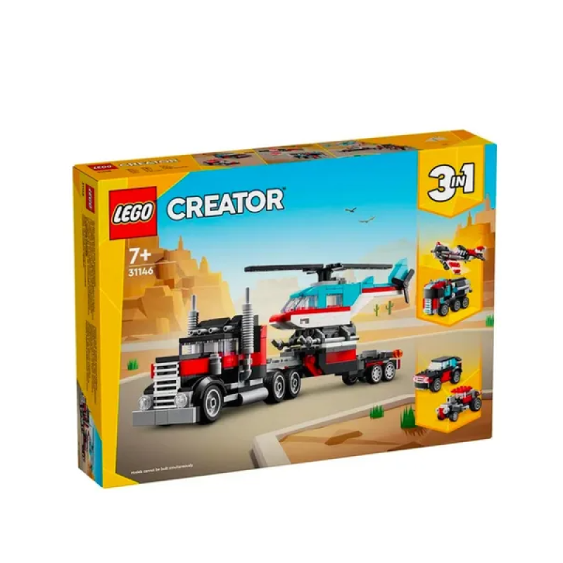 Creator 3 In 1 Flatbed Truck With Helicopter 31146