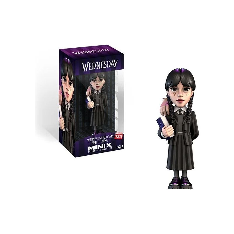 Figura Coleccionable Minix 12cm - Wednesday Addams With Thing 123
