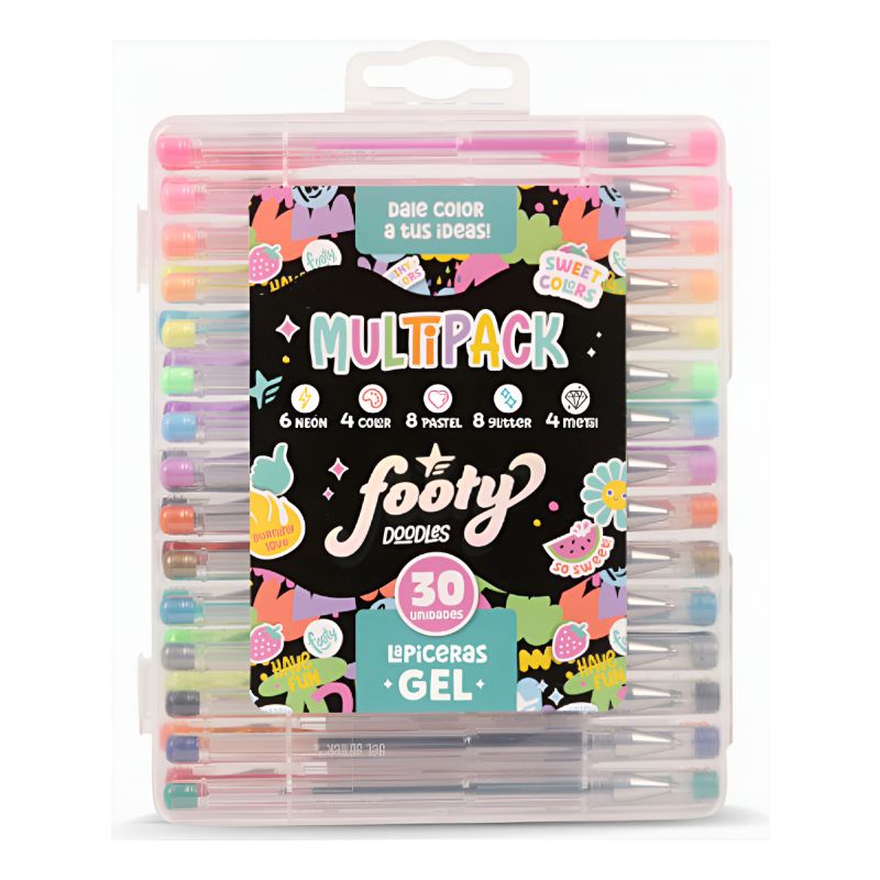 Set X 30 Lapiceras De Gel Footy Doodles