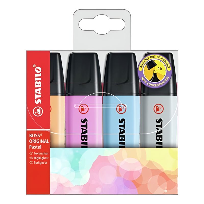 Resaltador Stabilo Boss Pastel Con Estuche X4