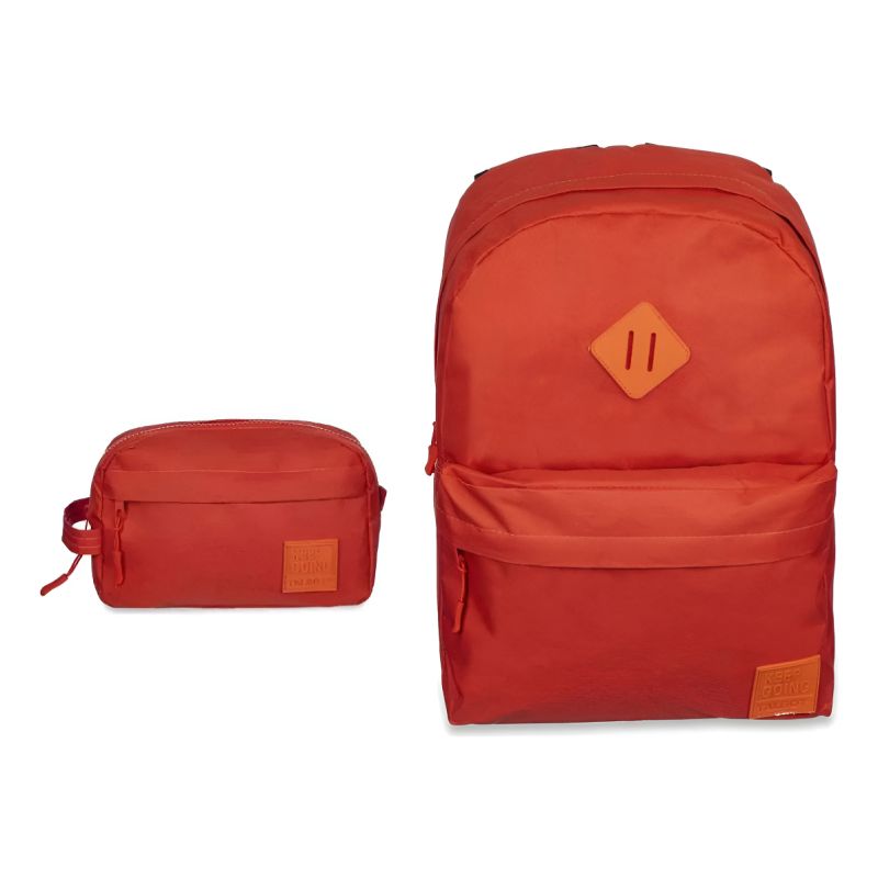 Kit Escolar Mochila + Cartuchera Clasiccs Lisa Roja