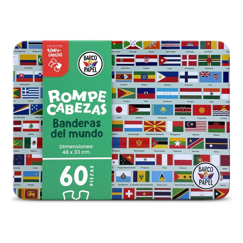 Puzzle Banderas Del Mundo 60 Piezas En Lata