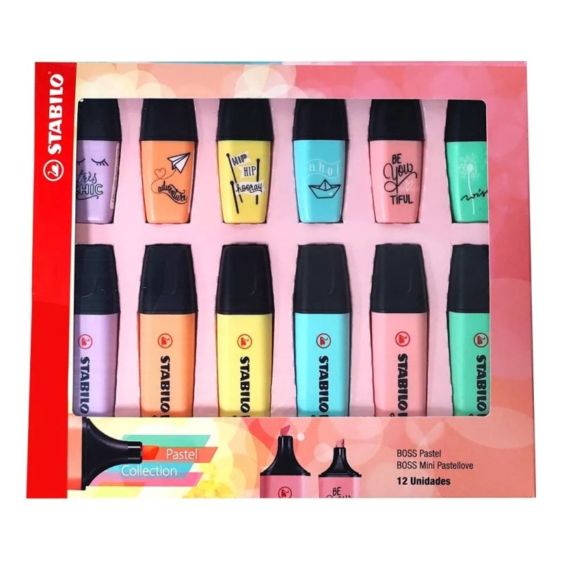 Resaltador Stabilo Boss Pastel Colleccion Pack X 12 Colores