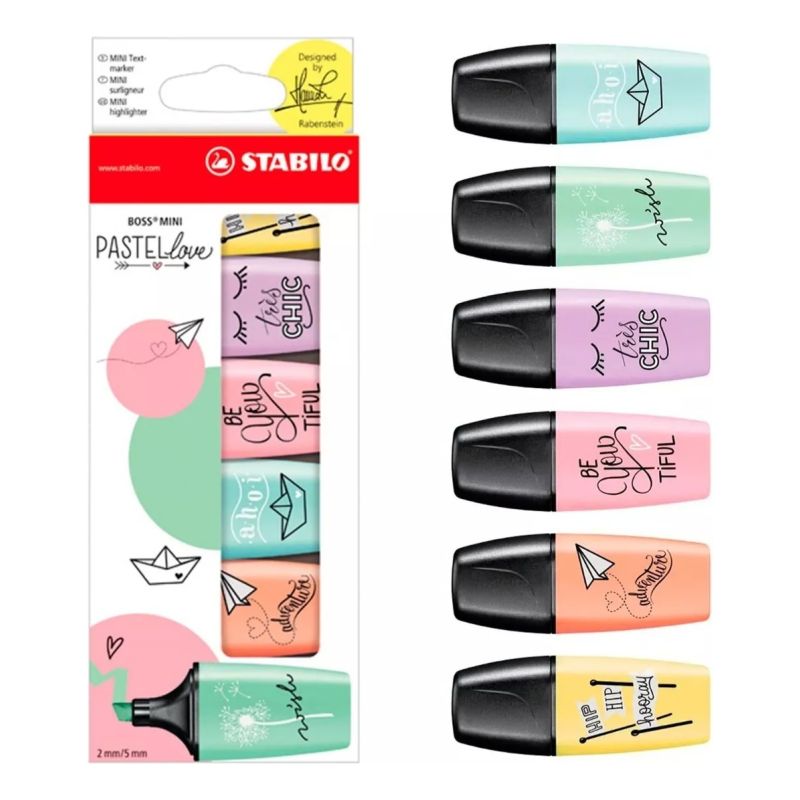 Resaltadores Stabilo Mini Boss Pastel Love X6 Original