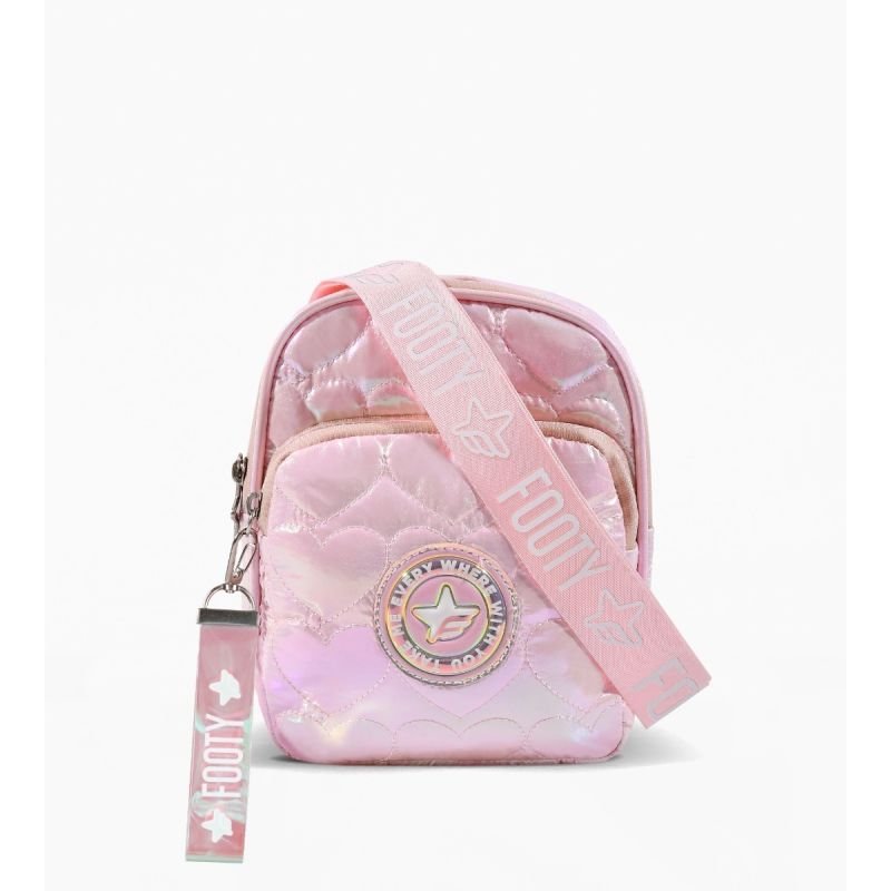 Cartera Bandolera Puffer Metalizada Rosa