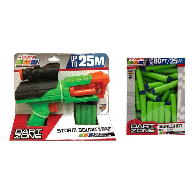 Pistola Dart Zone Storm Squad Quickshot Blaster + Dardos X50