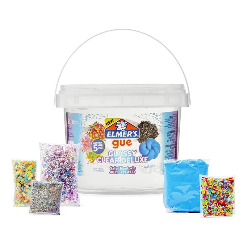 Kit Slime Pote 1,41 L 5 Toppings Glassy Clear Deluxe 