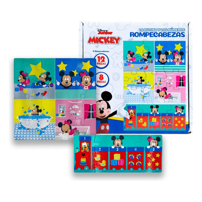 Rompecabezas Mickey Disney Rutina Y Números 20 Piezas