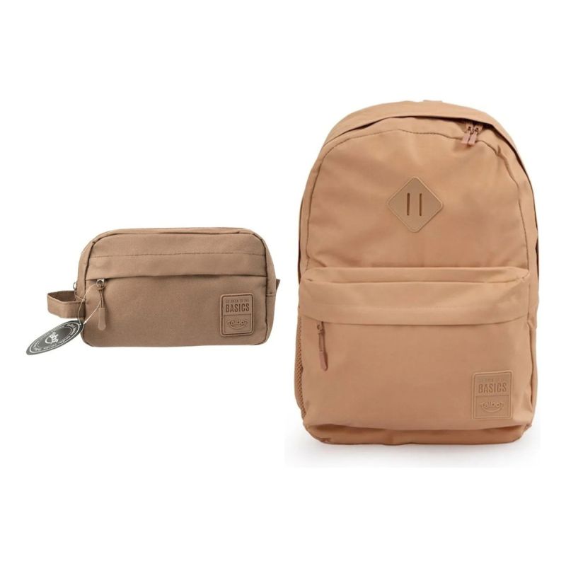 Kit Escolar Mochila + Cartuchera Clasiccs Marron