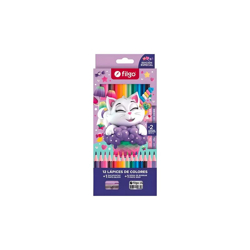 Lápices De Colores x 12 Gatito 