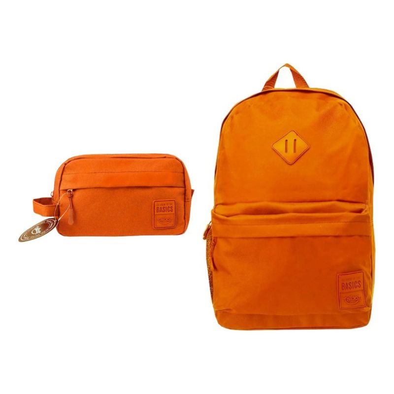 Kit Escolar Mochila + Cartuchera Clasiccs Naranja