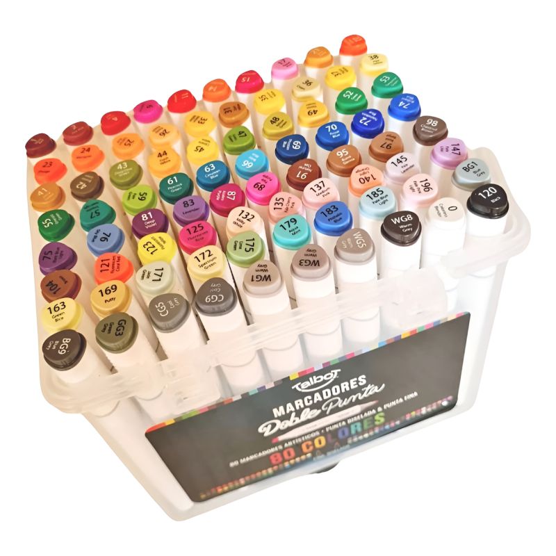 Marcador Doble Punta Artistico Box x80