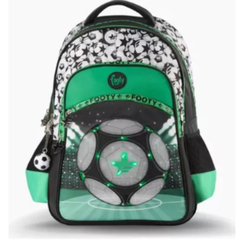 Mochila Espalda 18" Con Luces Verde F2213