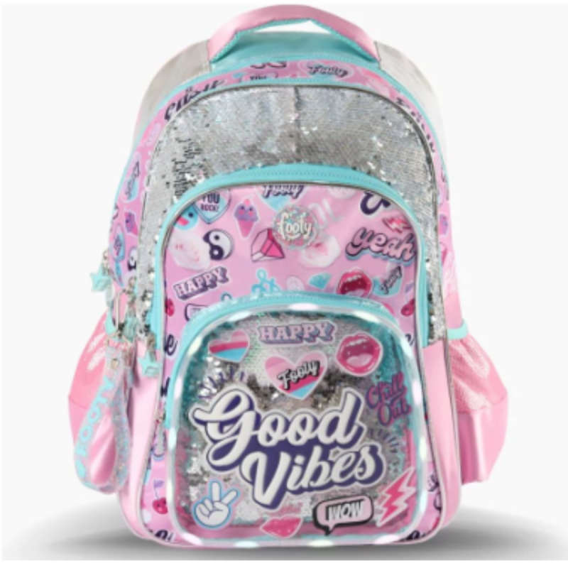 Mochila Escolar Espalda Good Vibes Rosa