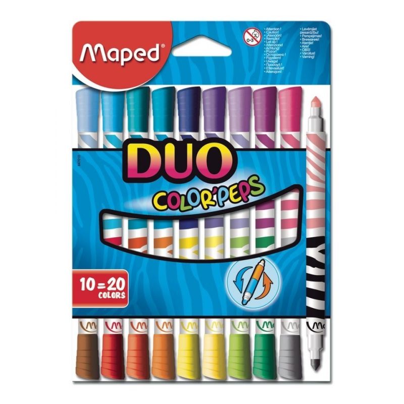Marcadores Fibras Duo Doble Color Peps X10 