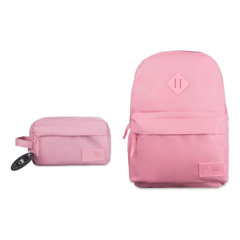 Kit Escolar Mochila + Cartuchera Clasiccs Rosa